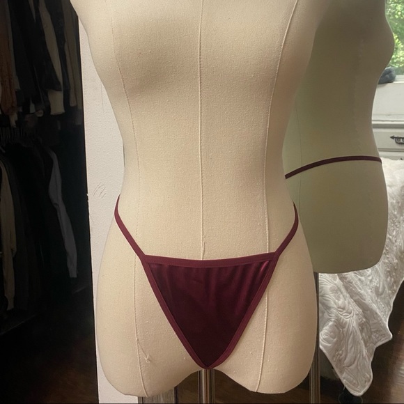 SHEIN | Satin Lace & Bows Babydoll Slip & G String Lingerie Maroon - Picture 4 of 14